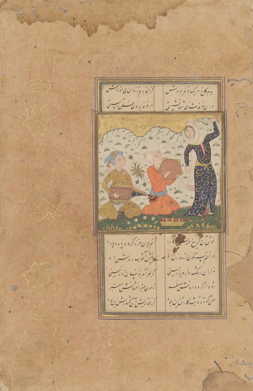 Eine Dame und Musiker von School Iranian