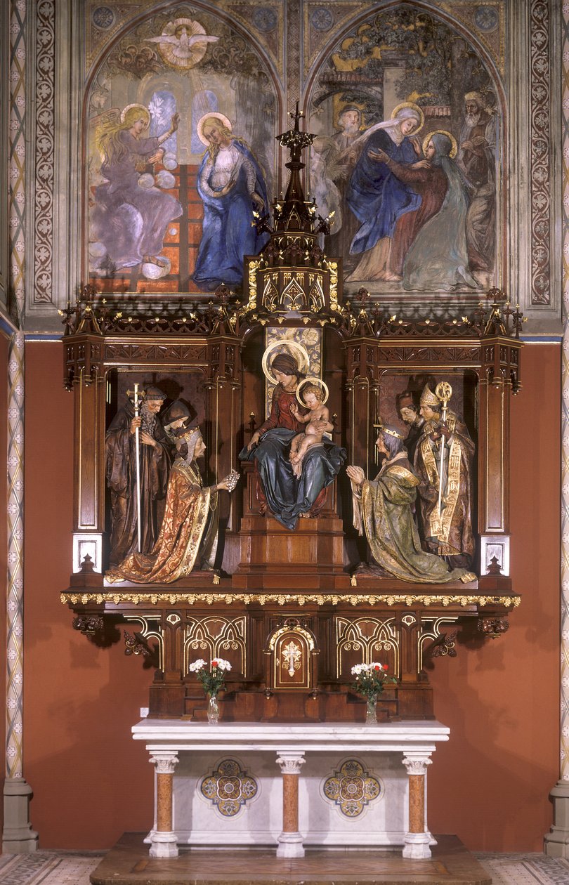 Seitenaltar Unserer Lieben Frau mit Statuen böhmischer Schutzheiligen, 1922 von Štpán Zálešák