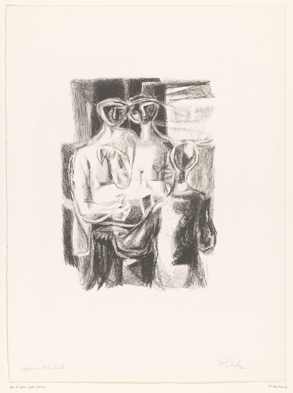 Paar am Tisch von unknown (signed by artist)