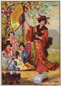 Japanische Dame tanzt auf Baumwollspule