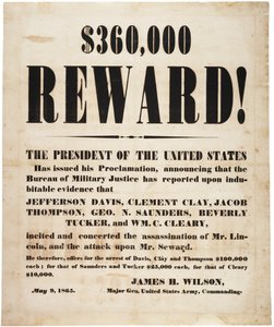 Belohnung für die Ermordung Lincolns, 9. Mai 1865