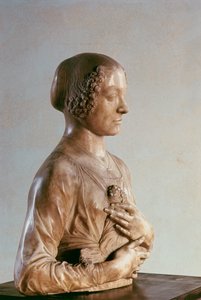 Frau mit einem Blumenstrauß, ca. 1475-80