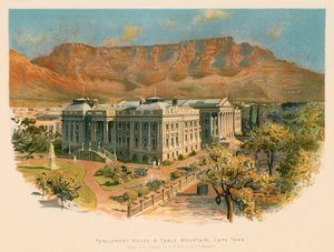 Parlamentsgebäude und Tafelberg, Kapstadt