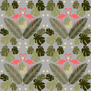 Flamingo und Palmen