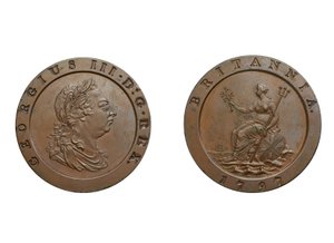 Zweipence mit Wagenrad, 1797