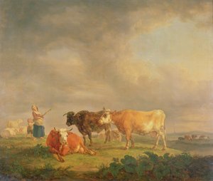 Weidende Rinder in einer Landschaft, um 1820