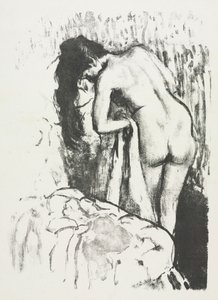 Nackte Frau steht und trocknet sich, 1891-1892
