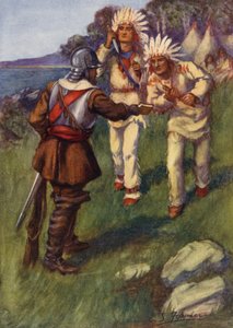 Miles Standish verhandelt mit den Indianern