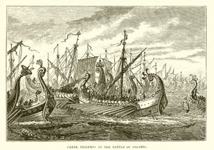 Griechische Trieren in der Schlacht von Salamis