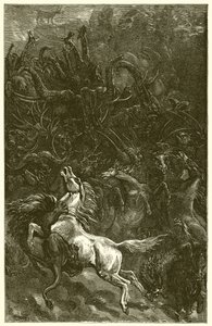 Der Esel und der Löwe auf der Jagd