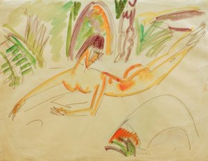 Liegender weiblicher Akt am Fehmarnstrand