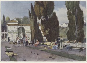 Soldaten spielen Boules während des Italienfeldzugs