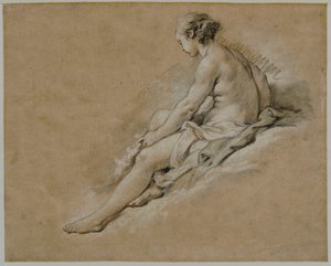 Sitzendes nacktes Mädchen