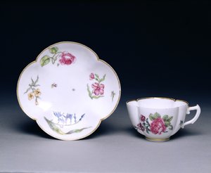 Tasse und Untertasse, Vincennes, ca. 1745-52 (Porzellan)