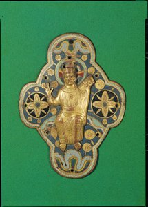Plakette mit Gott, der segnet (Gold & Emaille)