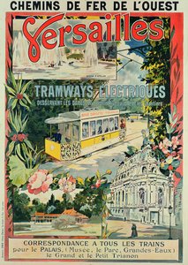 Plakat, das die elektrische Straßenbahn in Versailles bewirbt