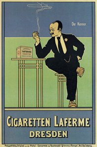 Plakat, das Laferme-Zigaretten bewirbt