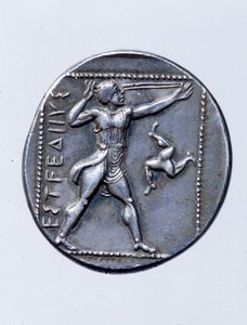 Münze, die einen Schleuderer darstellt (Silber)
