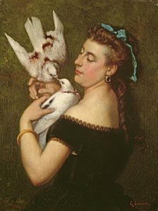 Frau mit Tauben