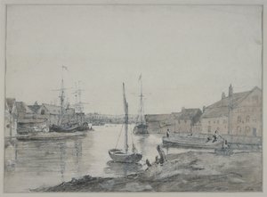 Lagerhäuser und Schiffe auf der Orewell in Ipswich