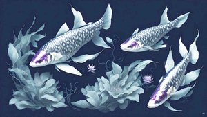 Tuschemalerei: Koi-Karpfen Amethyst_02