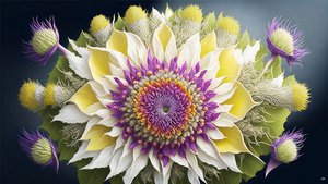 Mandala: Distel mit Blütenelementen_02