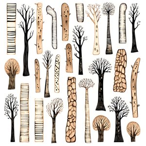 Baumstammabschnitte, Boho-Clipart, Boho-Zeichnungsmuster, Boho-Stamm 2