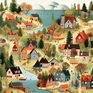 Bild von Häusern im Cartoon-Stil