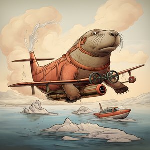 Ein Walross fliegt ein Flugzeug 4