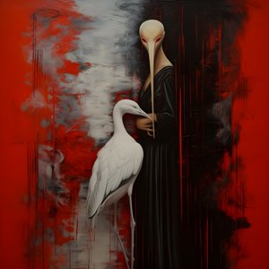 Frau und Storch
