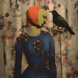 Holzpuppe und Vogel