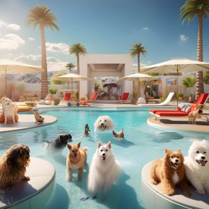 Hunde-Poolparty in Palm Springs 1