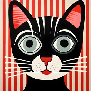 Katze in schwarzen und roten Streifen