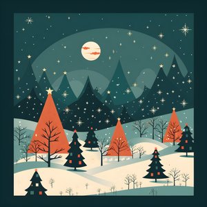 Weihnachtspostkarte im Stil der 60er Jahre