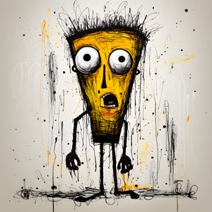 Gelbe Cartoonfigur