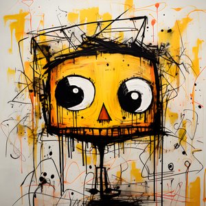 Gelbe Cartoonfigur