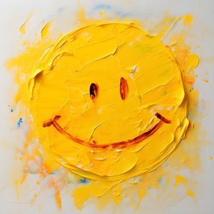 Gelbes Smiley-Gesicht in Impasto gemalt
