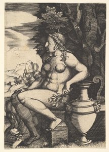 Sitzender Akt neben einer Vase, 1537