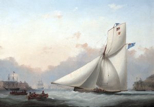 Eine Kutteryacht im Plymouth Sound