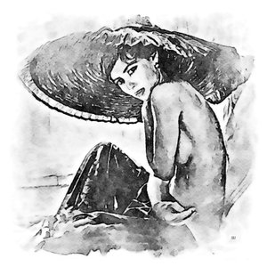 Frau mit großem Hut