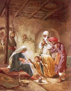 Drei Könige beten Christus an