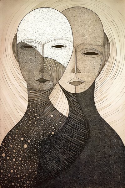 Figurative Malerei zwei Frauen, im Stil von Gustav Klimt von F. Abderrahim