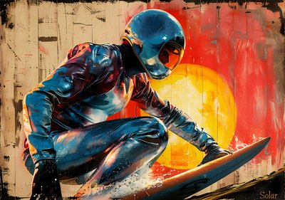 Surfer Malerei, Retro-Filmplakat von F. Abderrahim