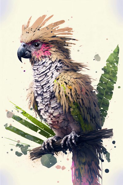 Abstrakte Papageiengemälde: Vogel-Wandkunst & Leinwanddruck auf Anfrage von F. Abderrahim