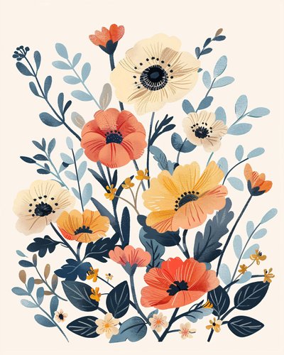 Boho-Blumen-Kinderzimmer für botanische Wandkunstdrucke auf Anfrage von F. Abderrahim