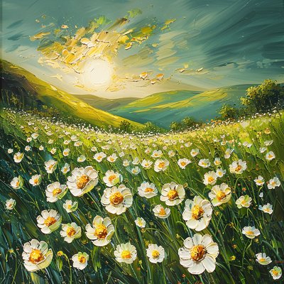 Impressionistisches Gemälde Frühlingslandschaft von F. Abderrahim