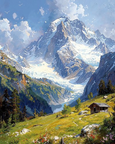 Landschaft mit blumigen Hügeln von F. Abderrahim
