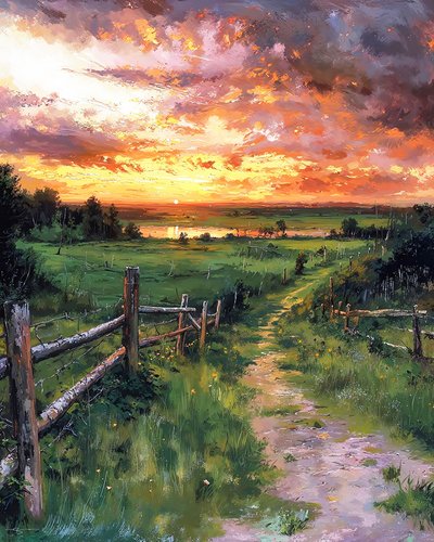 Landschaft mit einer Wiese von F. Abderrahim