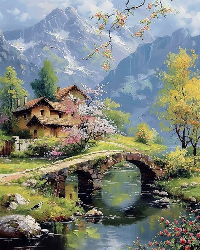 Schöne Landschaft mit einem See von F. Abderrahim