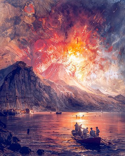 Vulkanausbruch am Meer von F. Abderrahim